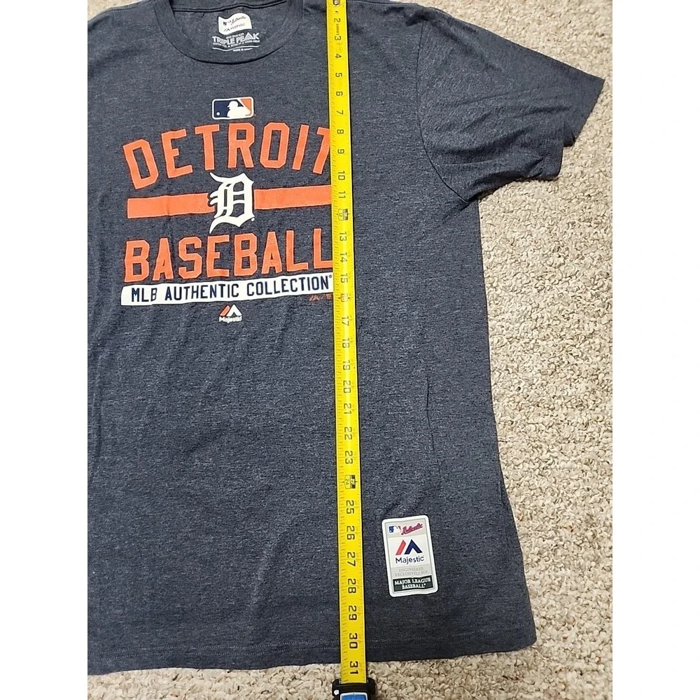Majestic‎ Authentic MLB Detroit Tigers Baseball Blue Gray T-shirt Men's Size XL